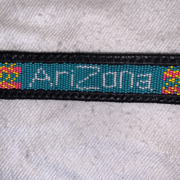 Hand beaded genuine leather Arizona belt Native American made new without tags - Picture 5 of 6